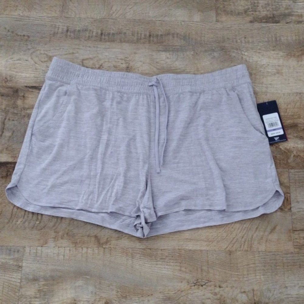 NWT Reebok agile marled soft shorts tie waist activewear louingewear women XXL